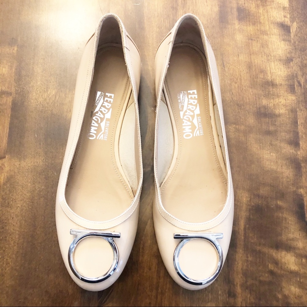 Salvatore Ferragamo | Nude Patton Leather Flats